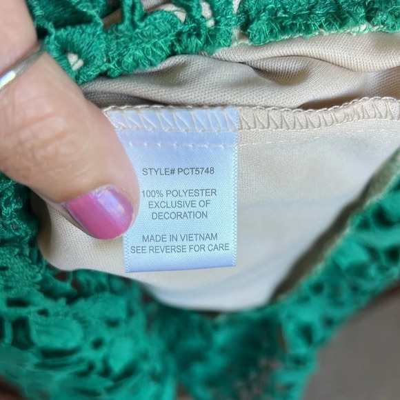 Ryan Michelle Dress Green Floral Lace - Picture 10 of 13